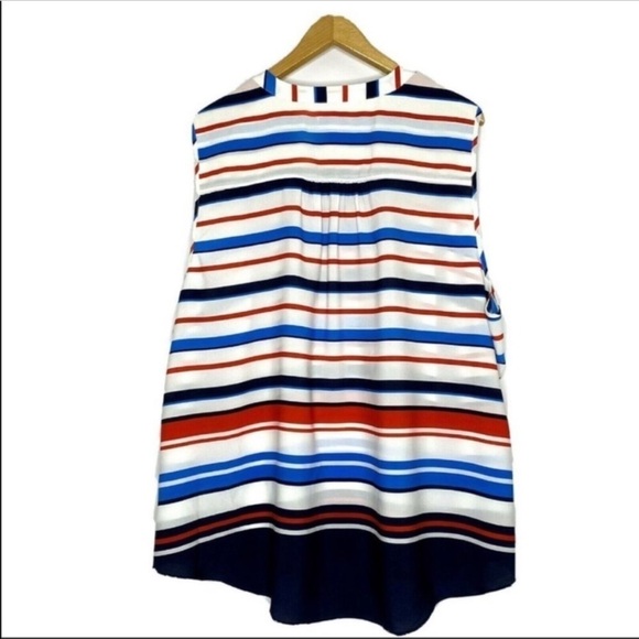 NEW Charter Club Plus Stripe Tank Top Sleeveless Tee Shirt High Low Hemline 2X - Picture 4 of 7